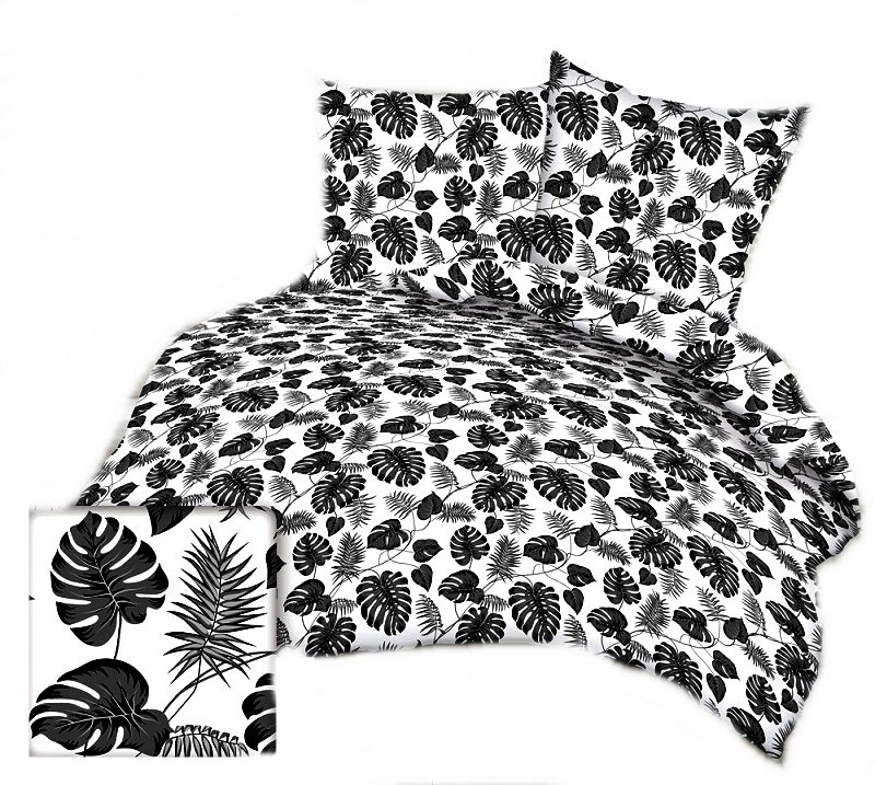 pościel kora lux 180x200 + 2 poszewki K 274 liście palmy szare