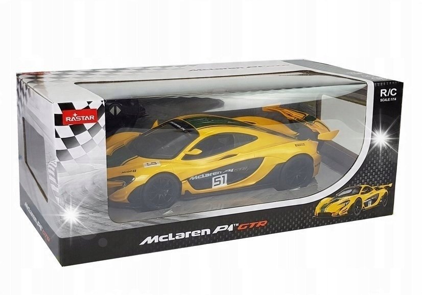 DUŻY SAMOCHÓD ZDALNIE STEROWANY Mclaren P1 GTR AUTO RC 1:14 RASTAR ŻÓŁTY