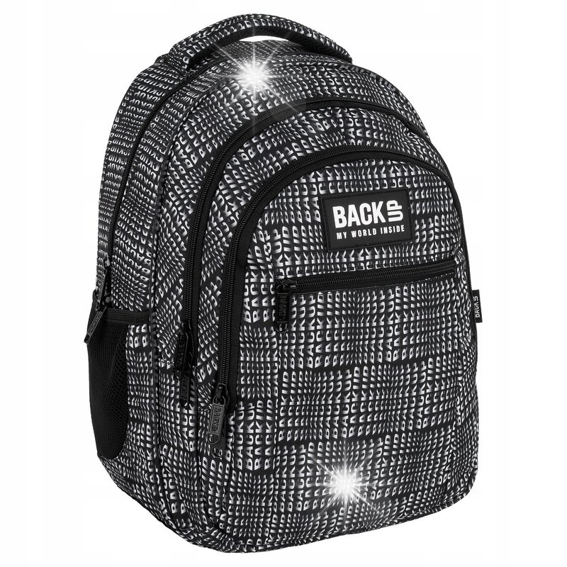 Plecak szkolny BackUP Letters unisex czarny białe napisy backup O42