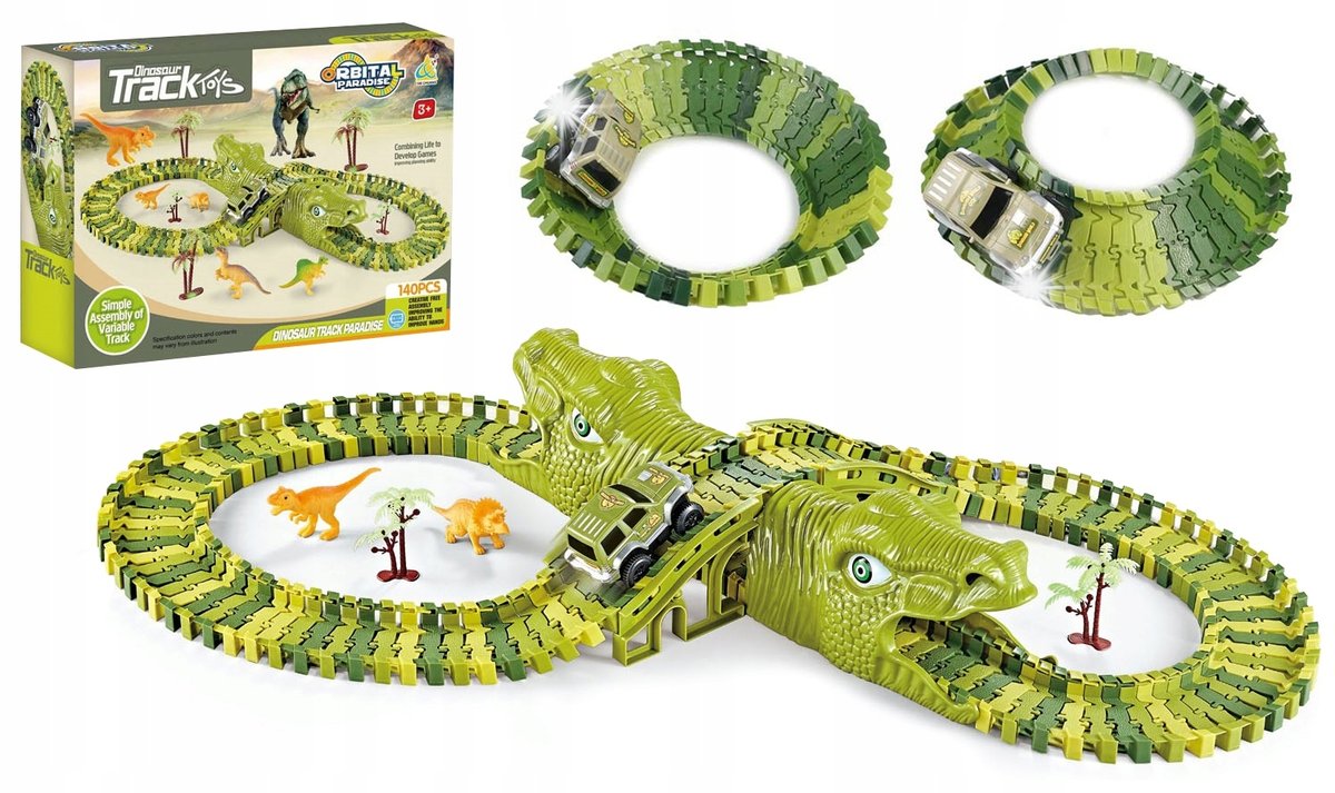 MEGA TOR WYŚCIGOWY DINO PARK DINOZAURÓW 169 EL DINOZAURY SAMOCHODZIK TOR