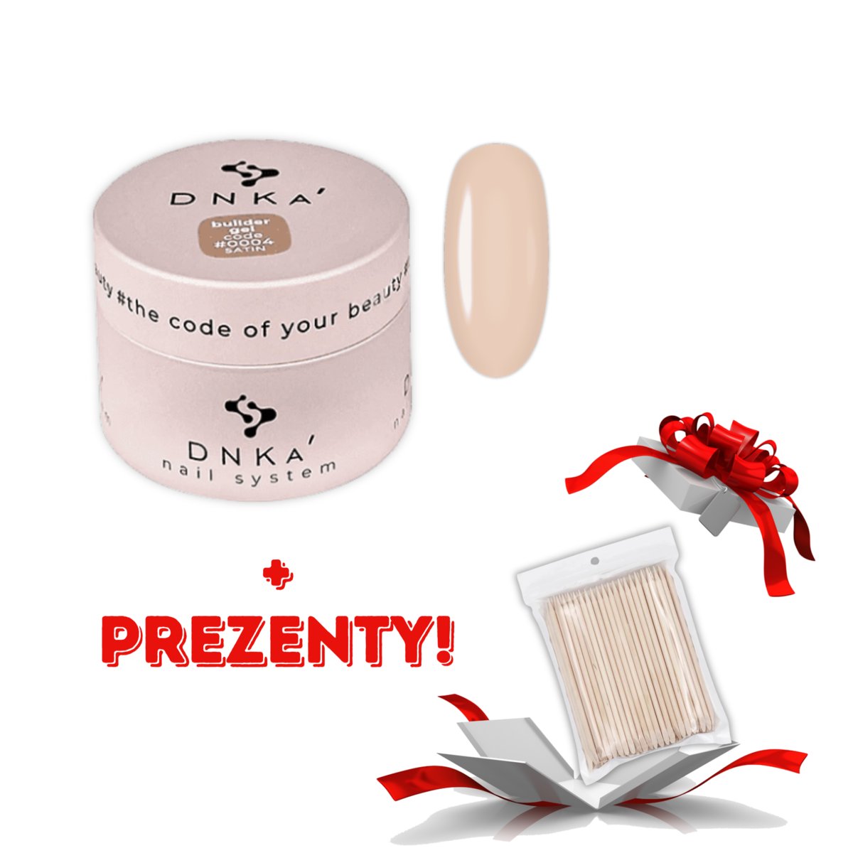 DNKa Żel budujący nr 0004 Satin 30 ml + Patyczki do manicure ForMe 11,4 cm (100 szt.)
