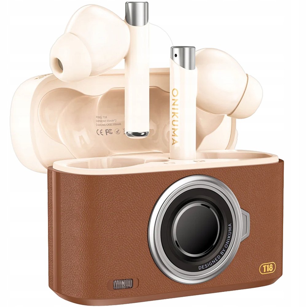 Słuchawki Douszne Onikuma T18 Bluetooth 5.3 Brązowe Z Redukcją Szumów