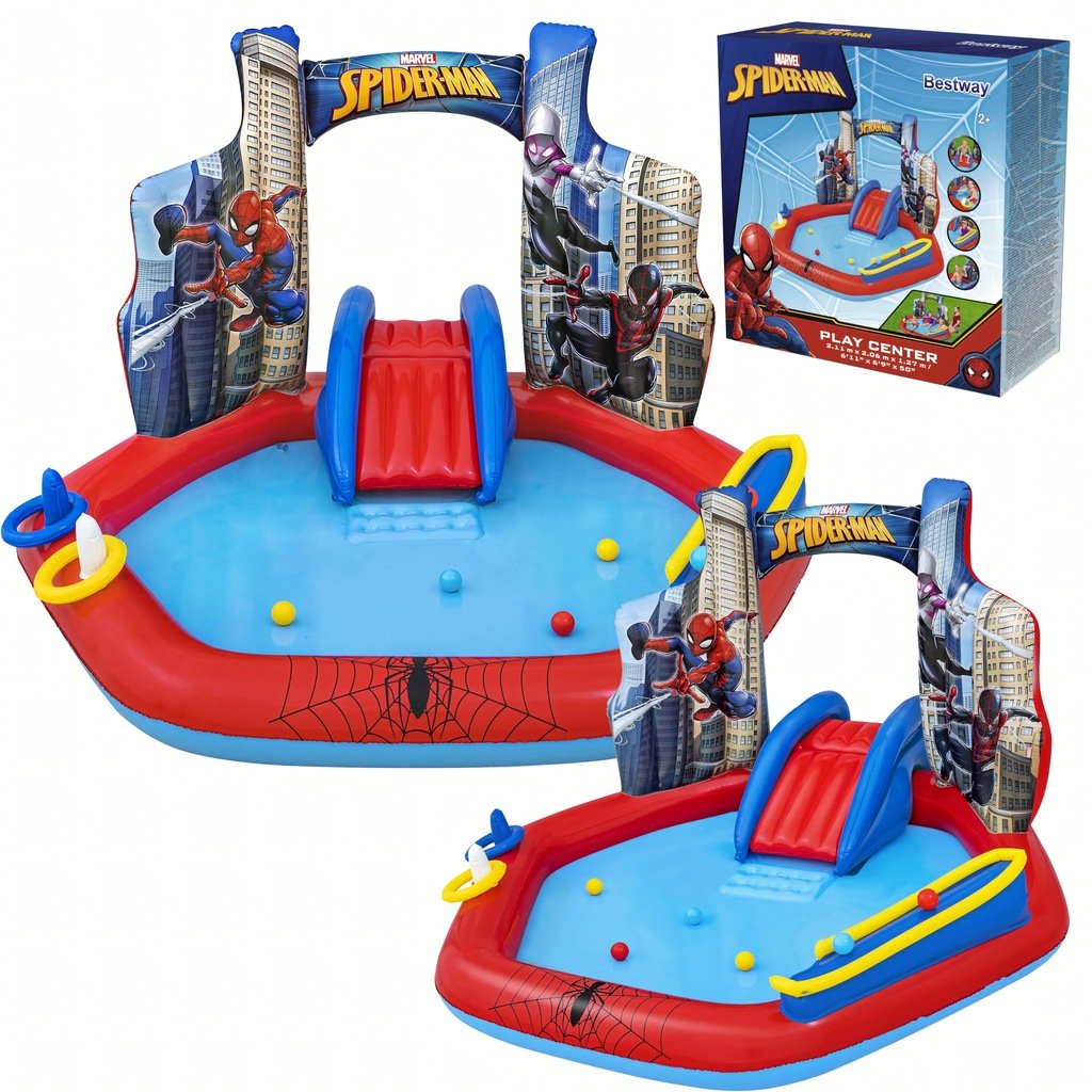Bestway Dmuchany Plac Zabaw Wodny Spider Man 211X206X127Cm Basen Plac Zabaw