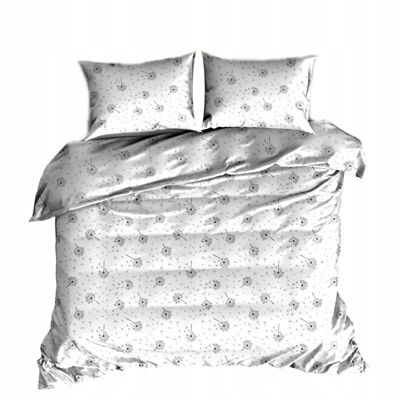 pościel bawełna lux 200x200 + 2 poszewka B 336 dmuchawki szare na białym