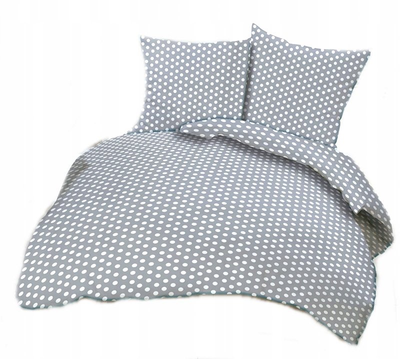pościel bawełna lux 160x220 + 2 poszewka B 244 grochy na szarym