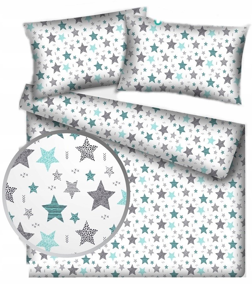 pościel bawełna lux 220x220 + 2 poszewka B 280-3 galaktyka nowa turkus