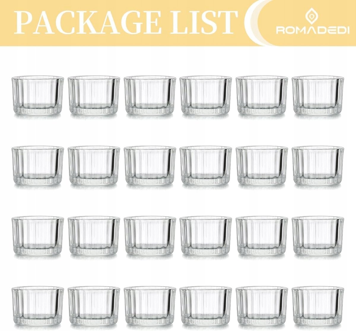 ZESTAW 24 ŚWIECZNIKI SZKLANYCH Przezroczyste do dekoracji stołu tealight