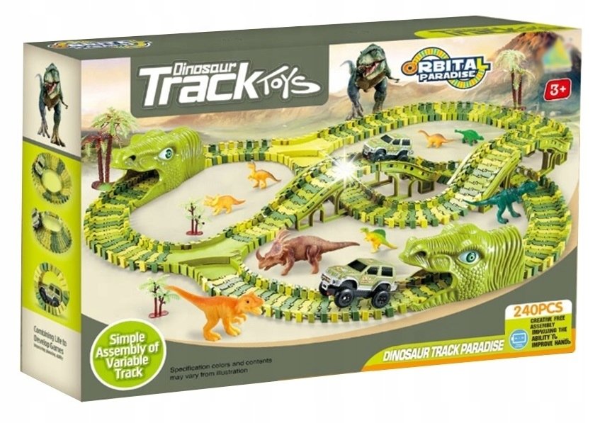 TOR WYŚCIGOWY XXXL MEGA DINOZAUR DINO PARK 240 elementów