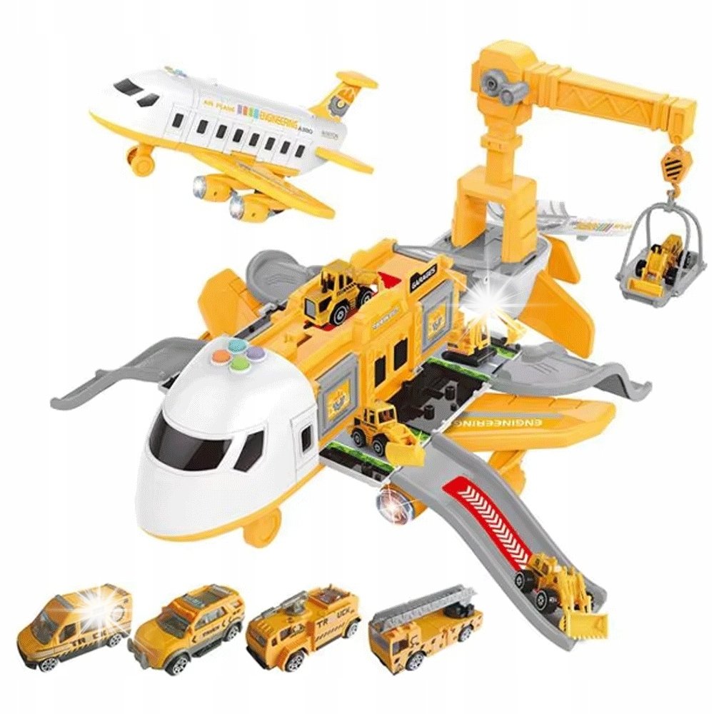 DUŻY Samolot Służby KLOCKI Rozkładany INTERAKTYWNY ŚWIATŁA DŹWIĘKI MATADI