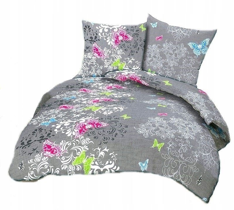 pościel kora lux 220x220 + 2 poszewki K 272-1 motyle szare