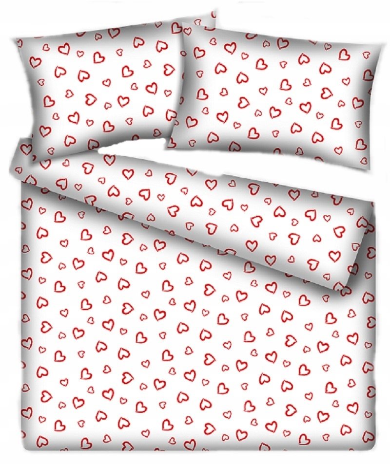 pościel bawełna lux 220x220 + 2 poszewka B 207 walentynka biała