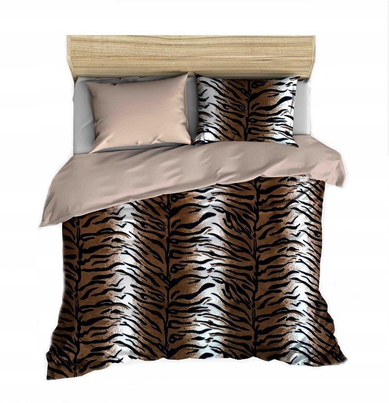 pościel z polaru 220x220 + 2 poszewki P 308-1 DUO tygrys / beż
