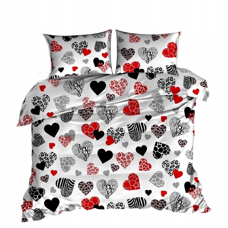 pościel bawełna lux 140x200 + 1 poszewka B 283-1 ulubione serca