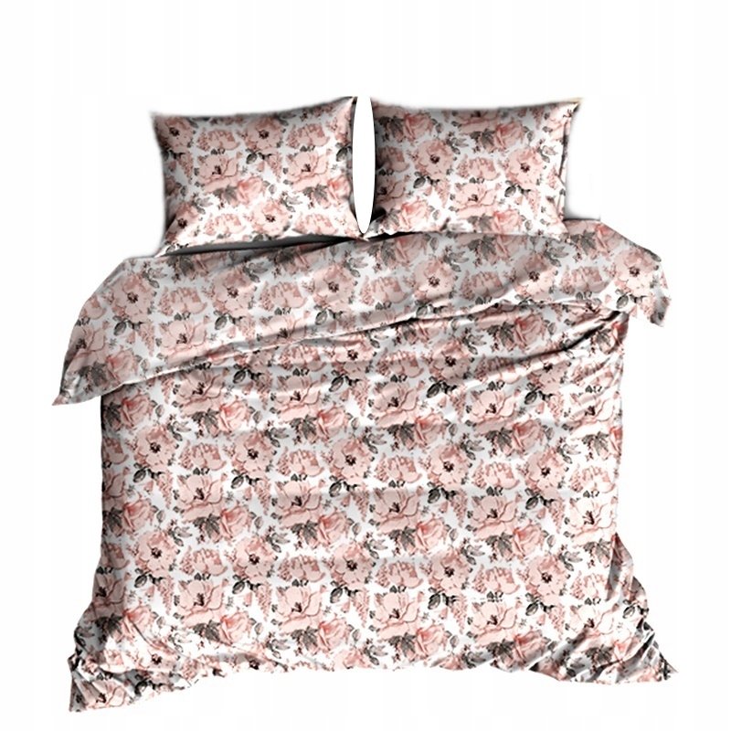 pościel bawełna deLUX 180x200 + 2 poszewki B 274-1 peonia biała