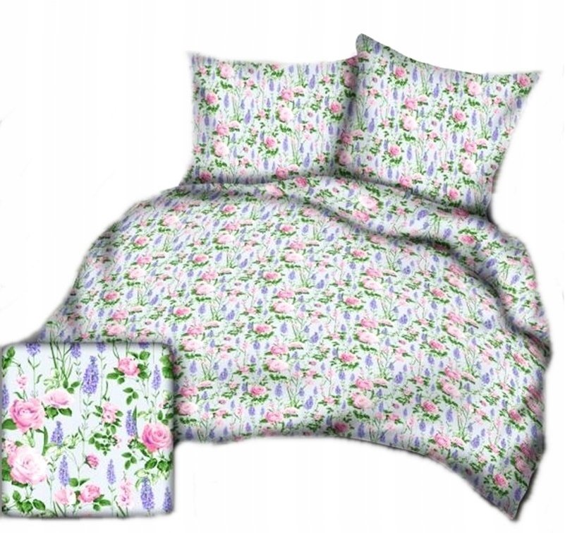 pościel bawełna deLUX 220x220 + 2 poszewki B 305-1 prowansja na szarym