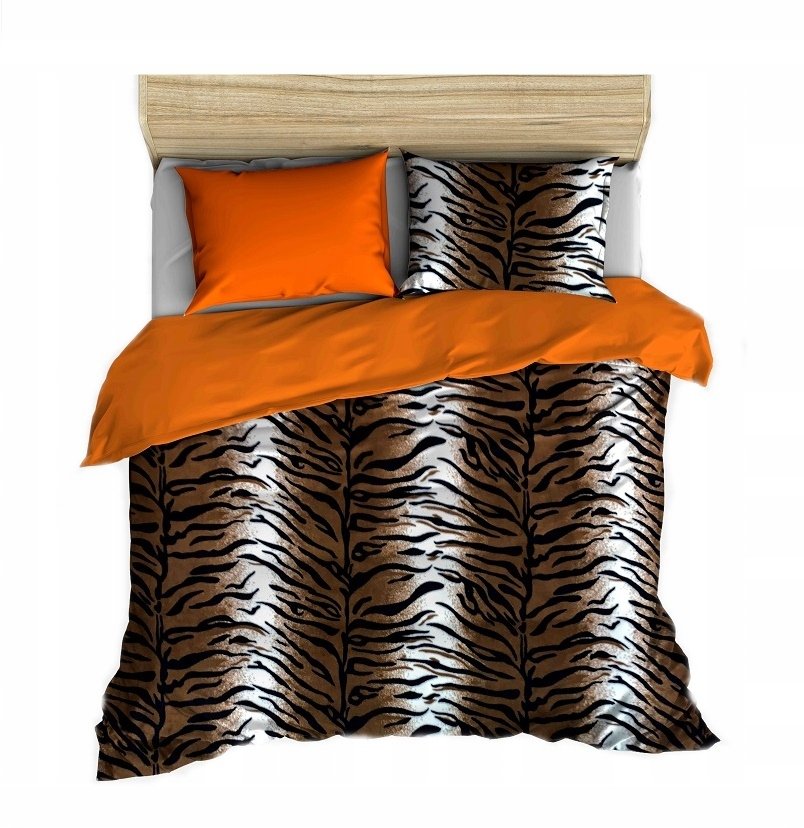 pościel z polaru 220x240 + 2 poszewki P 308-4 DUO tygrys / orange