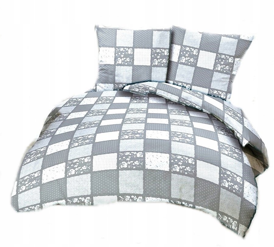 pościel kora lux 220x220 + 2 poszewki K 278 patchwork nowy szary