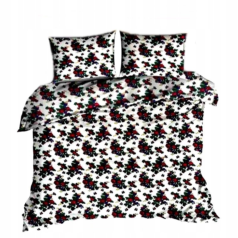 pościel bawełna deLUX 160x200 + 2 poszewki B 331 góralski motyw biały