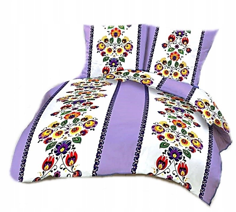 pościel bawełna lux 140x200 + 1 poszewka B 257 łowicz wrzosowy pas