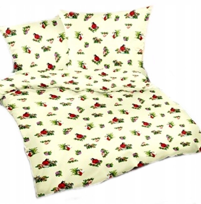 pościel z flaneli 160x200 + 2x poszewka F 105 biedronki ecru