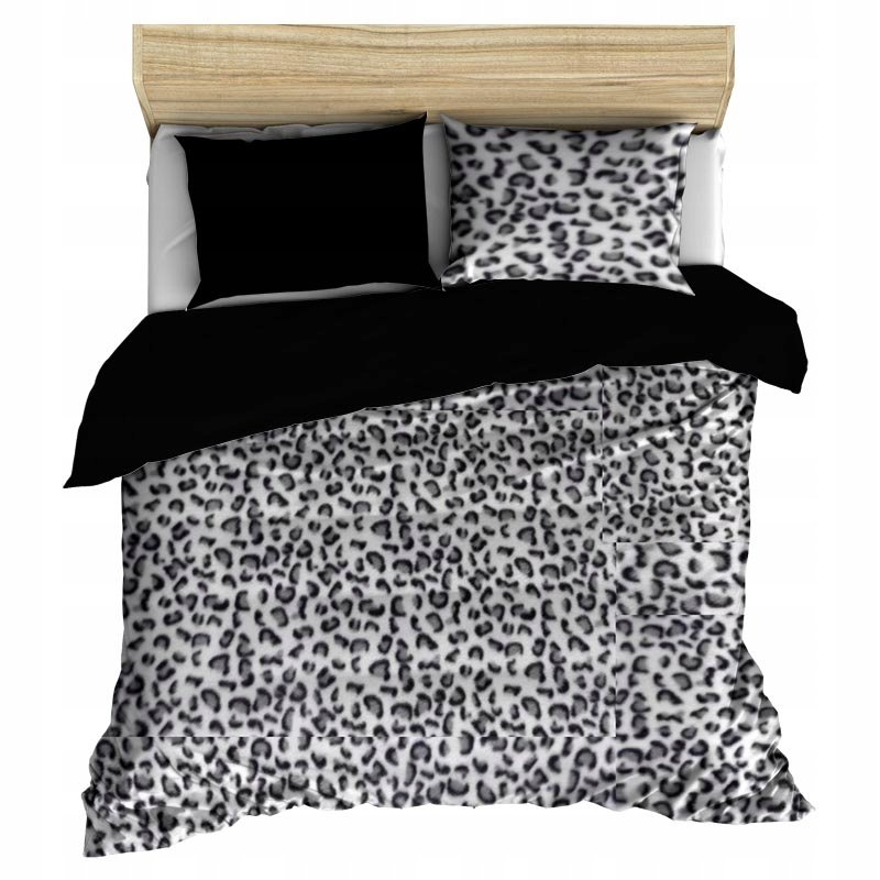 pościel z polaru 200x200 + 2 poszewki P 304-3 DUO panterka czarna / czarny