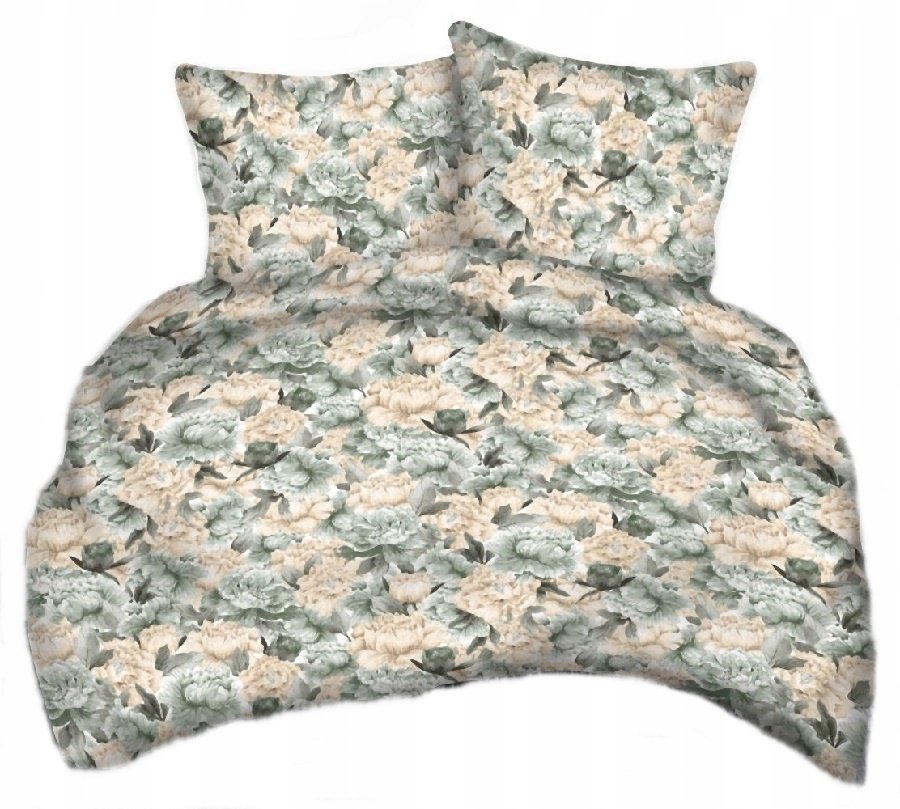 pościel bawełna deLUX 200x200 + 2 poszewki B 313-1 peonia złocista