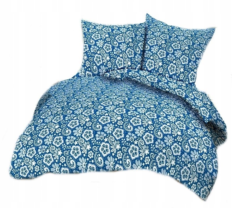 pościel bawełna lux 180x200 + 2 poszewka B 203 kaszubski motyw biały na tur