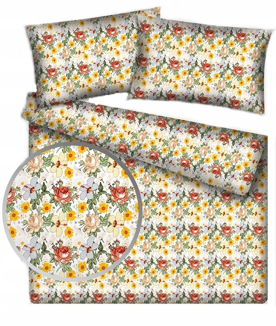 pościel bawełna lux 220x220 + 2 poszewka B 386 kwiatowa ceratka