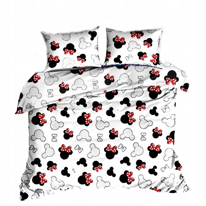 pościel z flaneli 200x220 + 2x poszewka F 107 miki czerwona