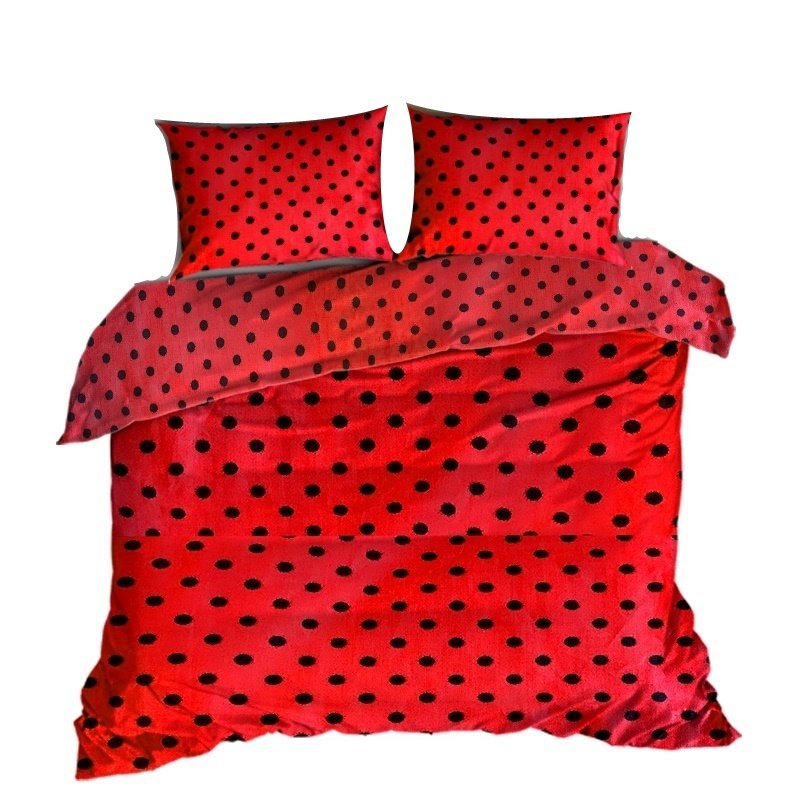 pościel bawełna lux 200x200 + 2 poszewka B 268-1 groszek czerwono czarny
