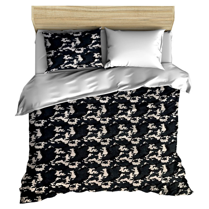 pościel z polaru 180x200 + 2 poszewki P 310-1 DUO moro granat / biały