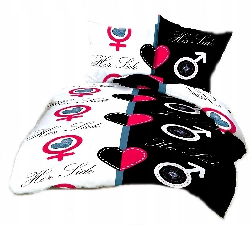 pościel bawełna lux 140x200 + 1 poszewka B 254-1 her his czarny