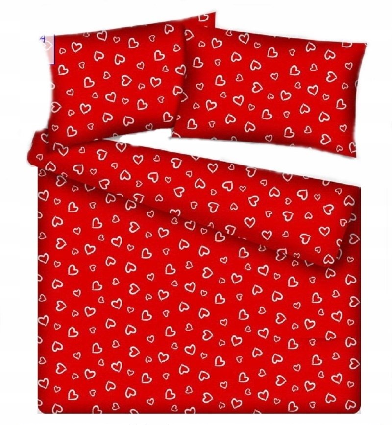 pościel bawełna lux 160x220 + 2 poszewka B 207-1 walentynka czerwona