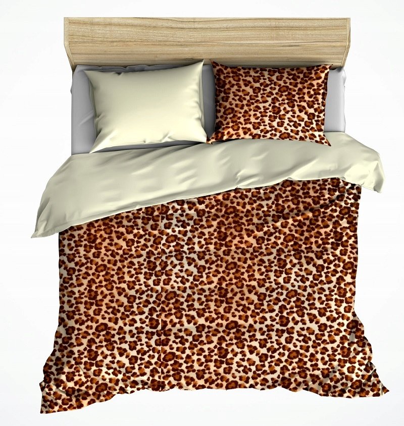 pościel z polaru 220x220 + 2 poszewki P 300-2 DUO panterka jasna / ecru