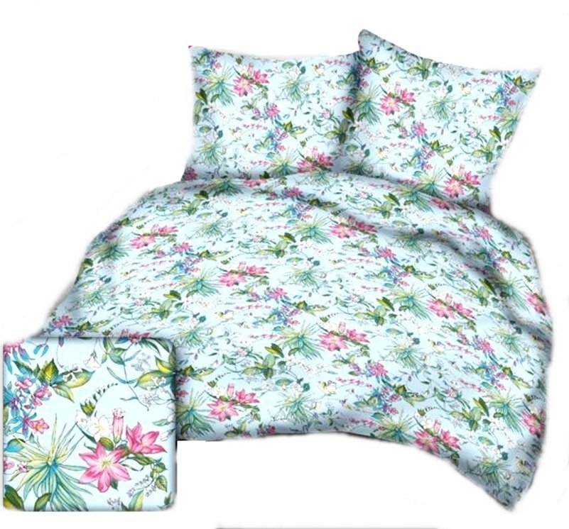 pościel bawełna lux 220x240 + 2 poszewka B 306-3 elizabeth niebieska