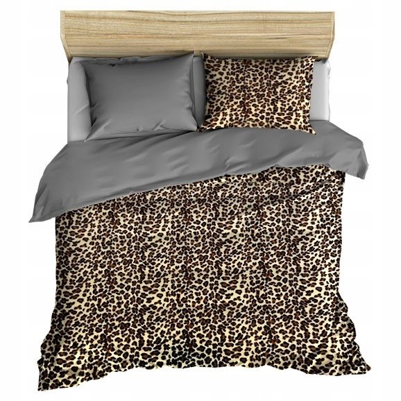 pościel z polaru 180x200 + 2 poszewki P 309-12 DUO panterka brąz / szary
