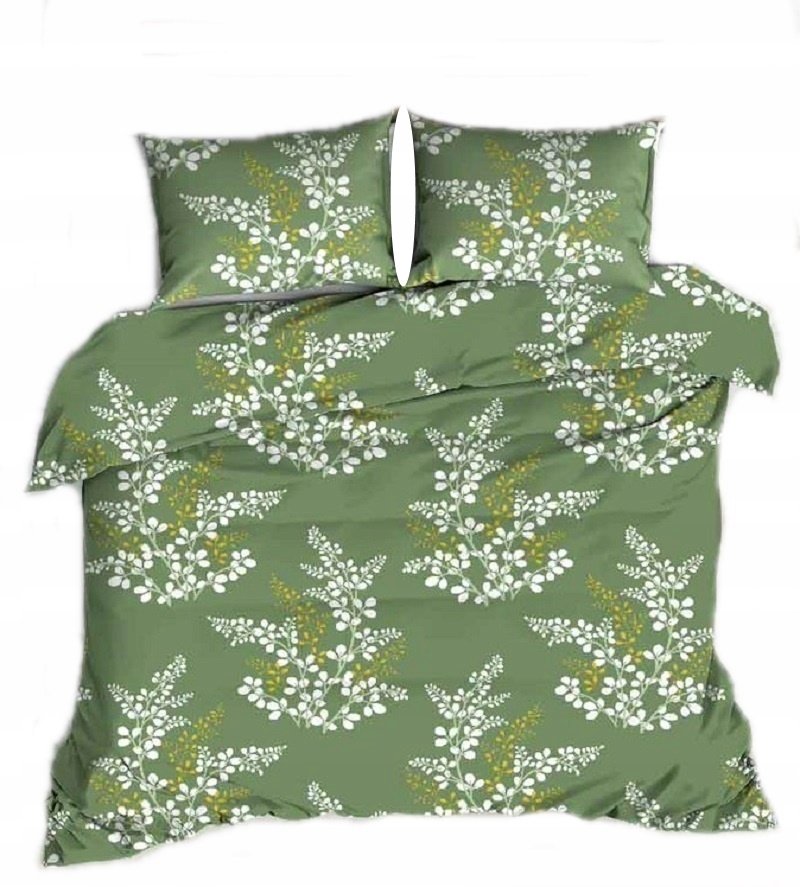 pościel bawełna lux 180x200 + 2 poszewka B 367-2 graficzna zielona