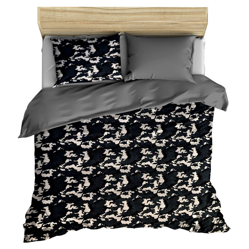 pościel z polaru 220x240 + 2 poszewki P 310-3 DUO moro granat / szary