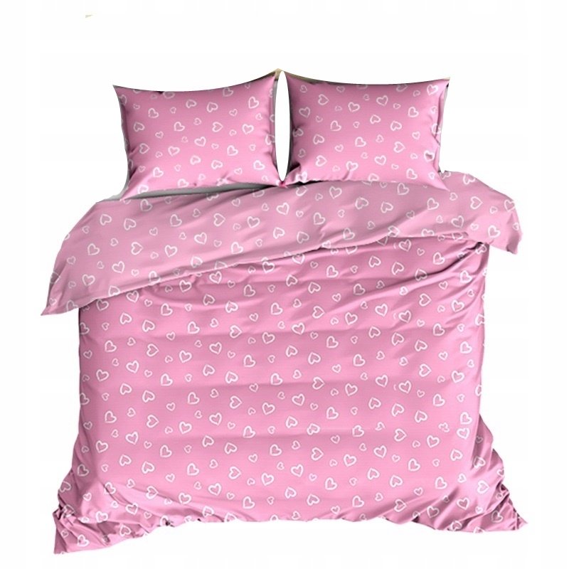 pościel bawełna lux 220x220 + 2 poszewka B 207-2 walentynka różowa