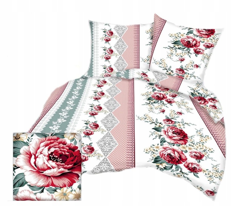 pościel z flaneli 140x200 + 1x poszewka F 124-1 bajeczne piwonie