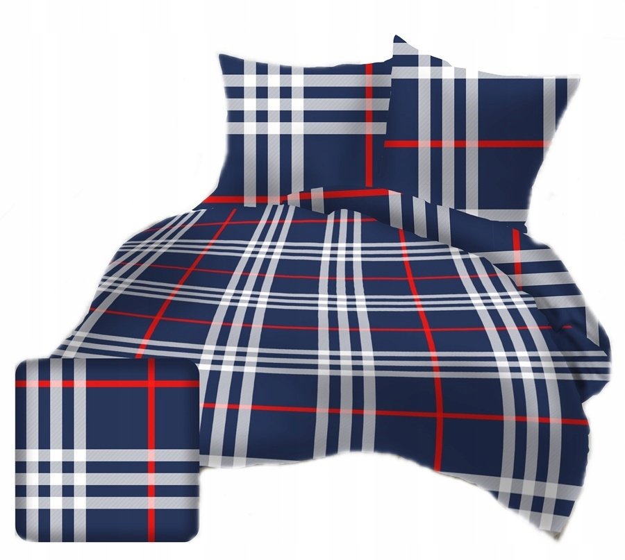 pościel kora lux 220x220 + 2 poszewki K 326-3 krata granat