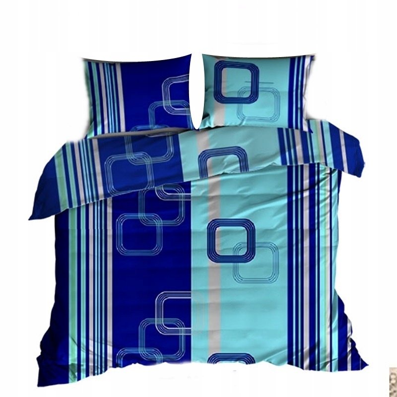 pościel z bawełny płaskiej 220x240 + 2 poszewki B 88-1 leniwiec niebieski