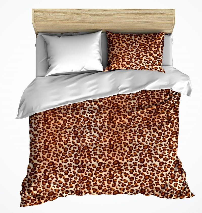 pościel z polaru 180x200 + 2 poszewki P 300-13 DUO panterka jasna / biały