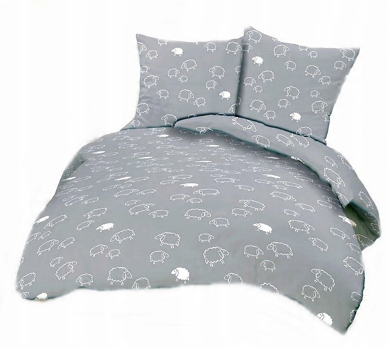 pościel bawełna lux 220x220 + 2 poszewka B 200 baranki szare