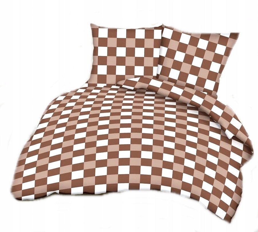 pościel bawełna lux 220x220 + 2 poszewka B 209 szachownica beżowa