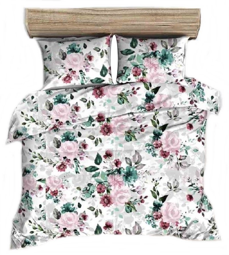 pościel bawełna deLUX 200x200 + 2 poszewki B 382-2 dolores zielona