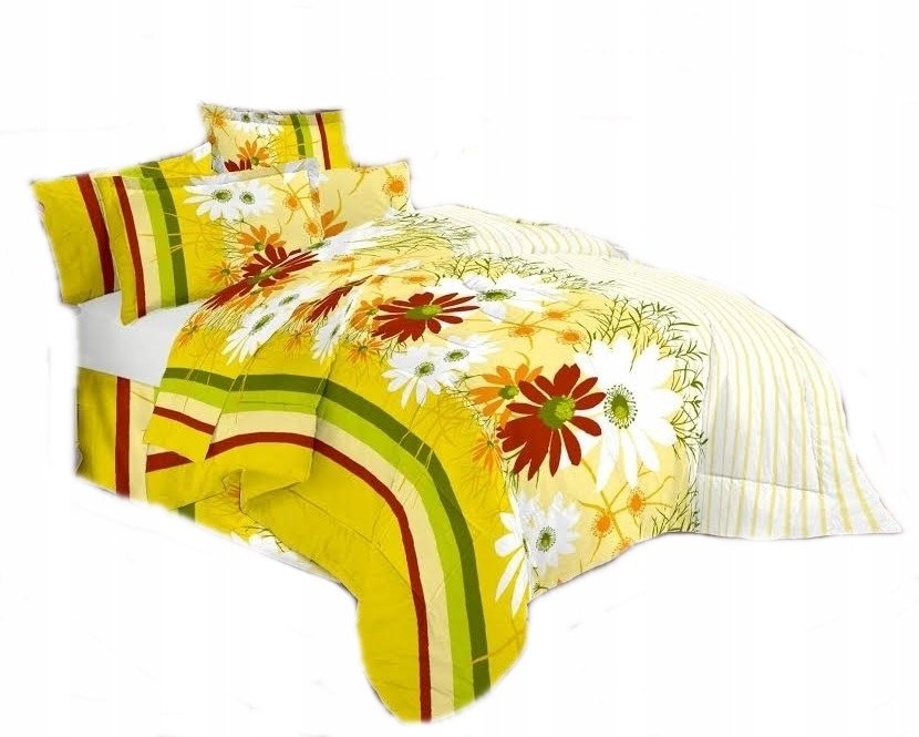 pościel z bawełny płaskiej 220x220 + 2 poszewki B 58 żółta polana