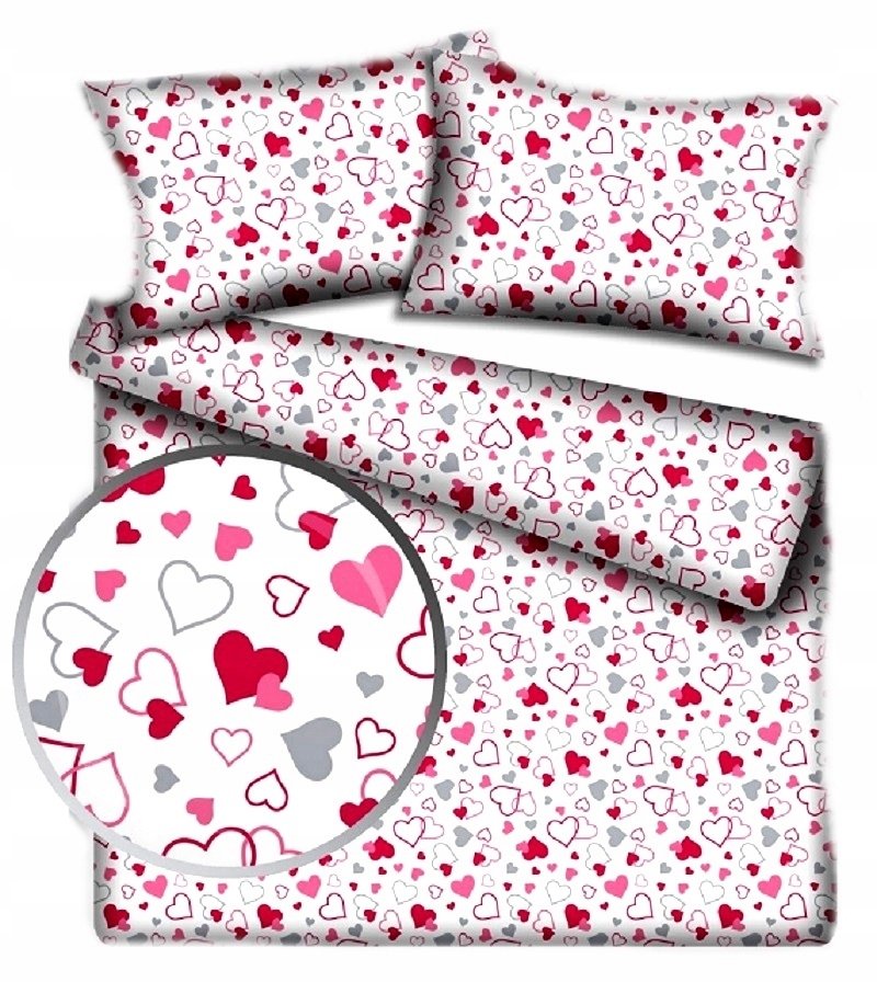 pościel bawełna lux 220x220 + 2 poszewka B 279-1 dziewczęce serce