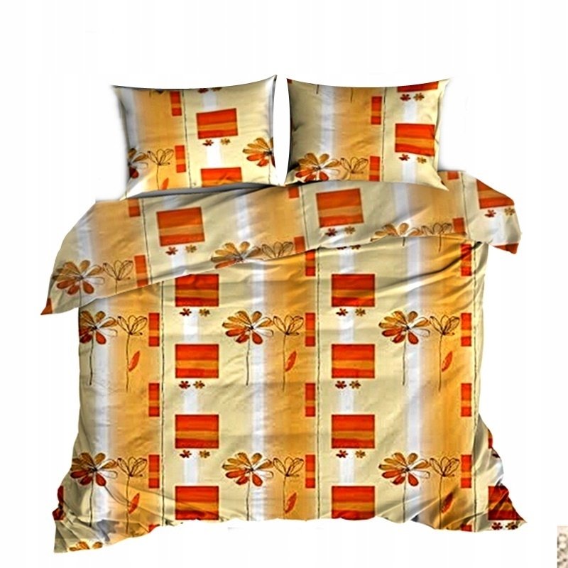 pościel z bawełny płaskiej 200x200 + 2 poszewki B 139 beżowa kostka