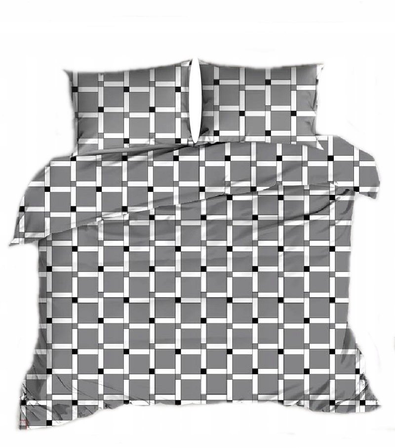 pościel z kory 200x220 + 2 poszewki K 118 szara w kratkę